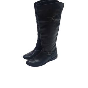 Frye Tall Black Riding Boots Women's size 6.5 leather buckle